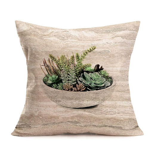 4 Set Succulent Sketch Pillow Cover