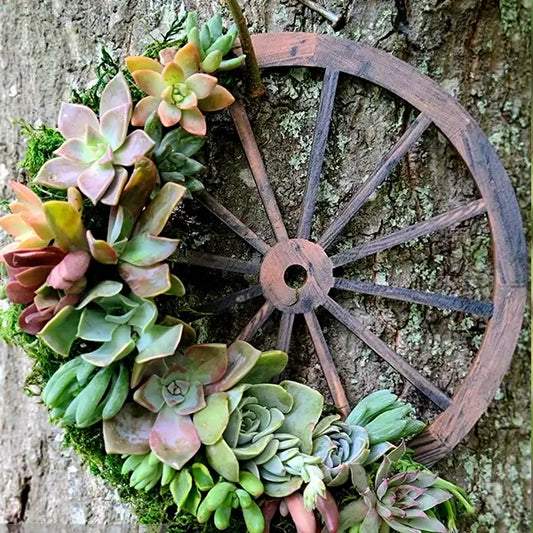Wagon Wheel Wreath for Succulents