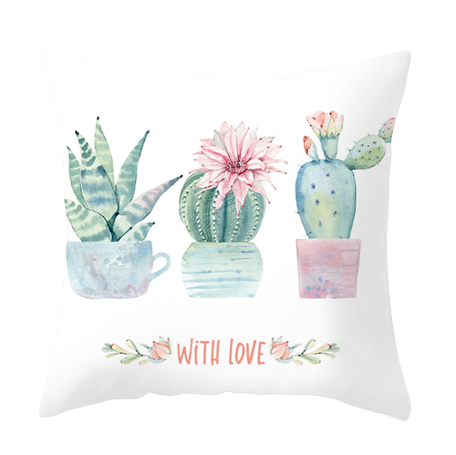 Watercolor Succulent Cushion Cover