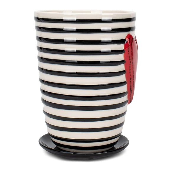  Black White Stripe ceramic Heart planter