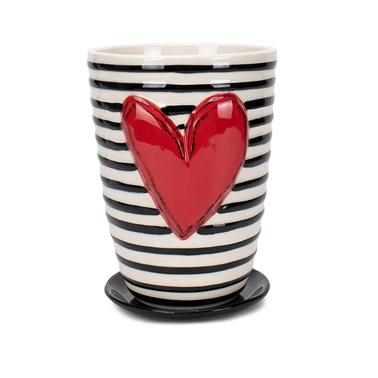  Black White Stripe ceramic Heart planter