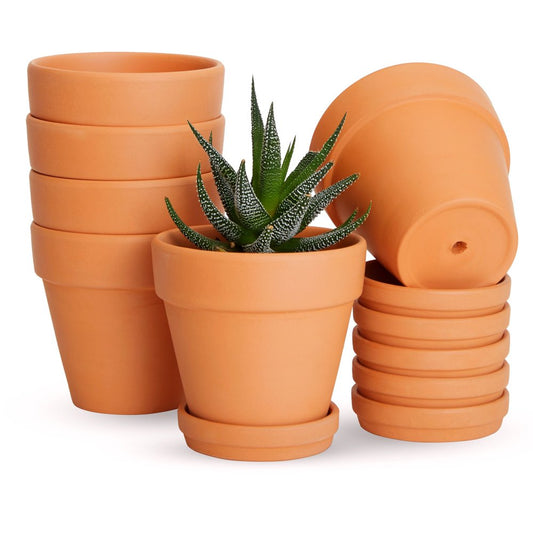 6 Packs Small Terracotta Terra Cotta Small Plant Pots, Flower Planters for Patio and Garden Succulents, 4 X 4.2 Inches