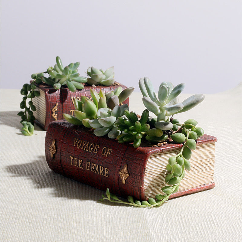 Vintage Book Rustic Succulent Pots