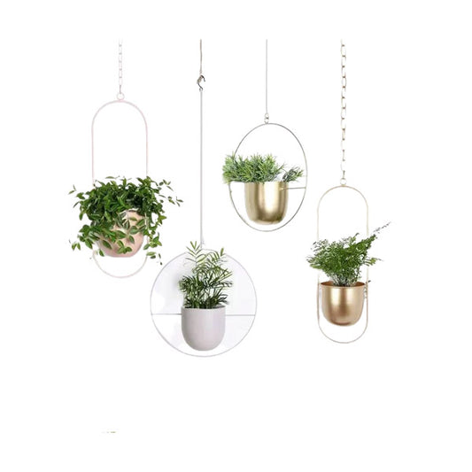 1Pc Metal Hanging Planters, Indoor and Outdoor Hanging Planter, Wall Planters with Mid Century Holder, Hooks for Modern Home Decor