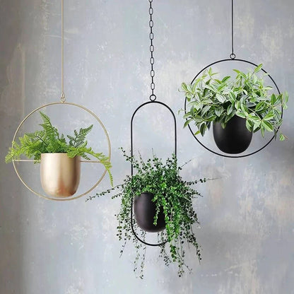 1Pc Metal Hanging Planters, Indoor and Outdoor Hanging Planter, Wall Planters with Mid Century Holder, Hooks for Modern Home Decor