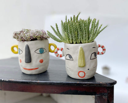 Face Painted Ceramic Pots