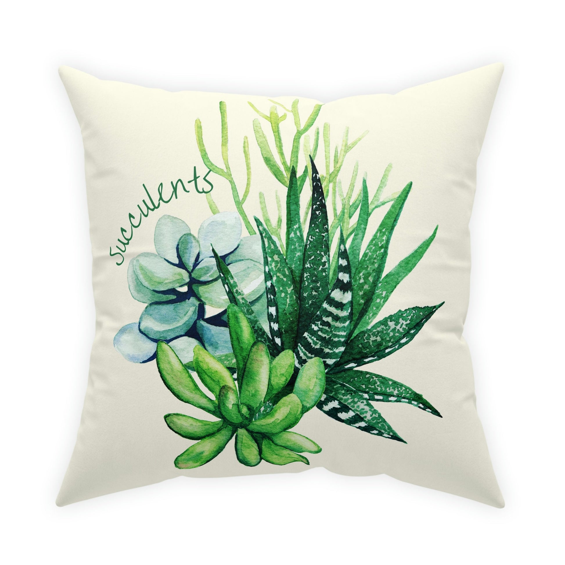 Green Succulent Pillow Home Decor